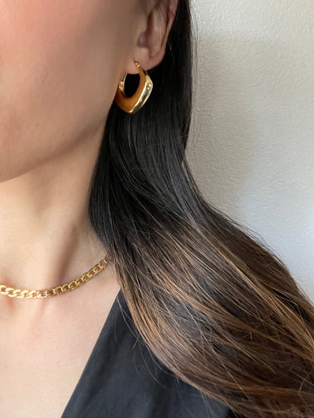 Chunky Gold Hoop Earrings Thick Gold Hoops Gold Hoop -   Hoop earrings  small, Chunky gold hoop earrings, Huggies earrings